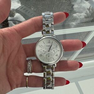 Fossil Silver Watch with White Face
